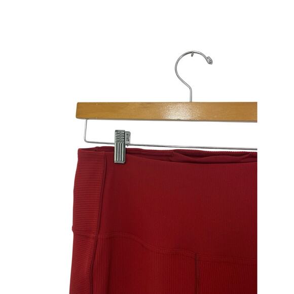 Lululemon Athletica Women's Daily Lineup 7/8 Red Ribbed 12 Legging Tight Gym - Picture 4 of 11